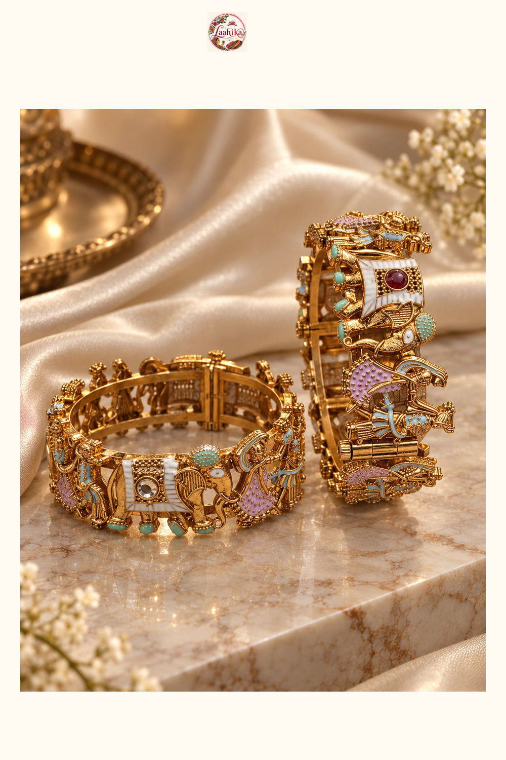 Rajwada Procession Gold-Tone Bangle | Bangles | Laahika