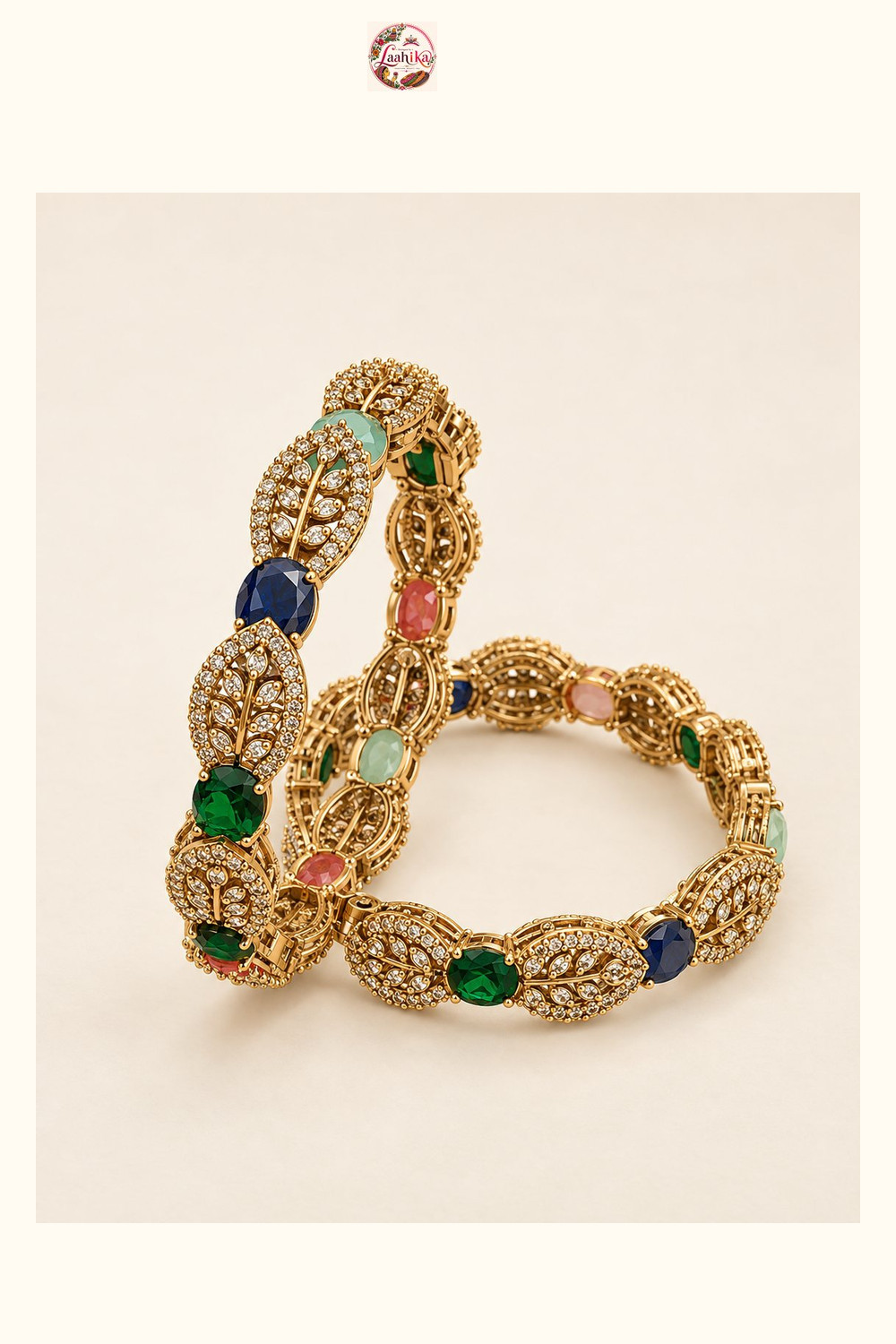 Vanya Multicolour Leaf Bangle | Bangles | Laahika