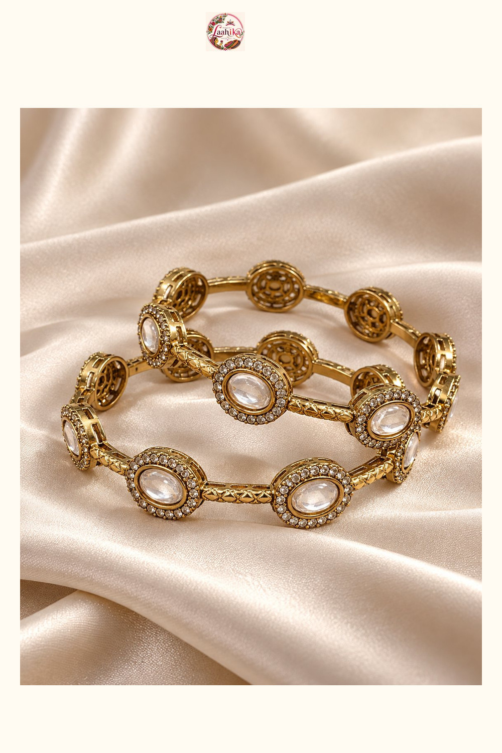 Noor Oval Halo Bangle | Bangles | Laahika