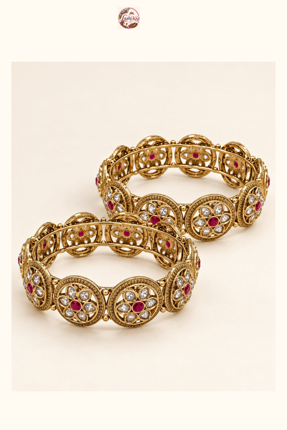 Gulnaar Ruby Floral Bangle | Bangles | Laahika