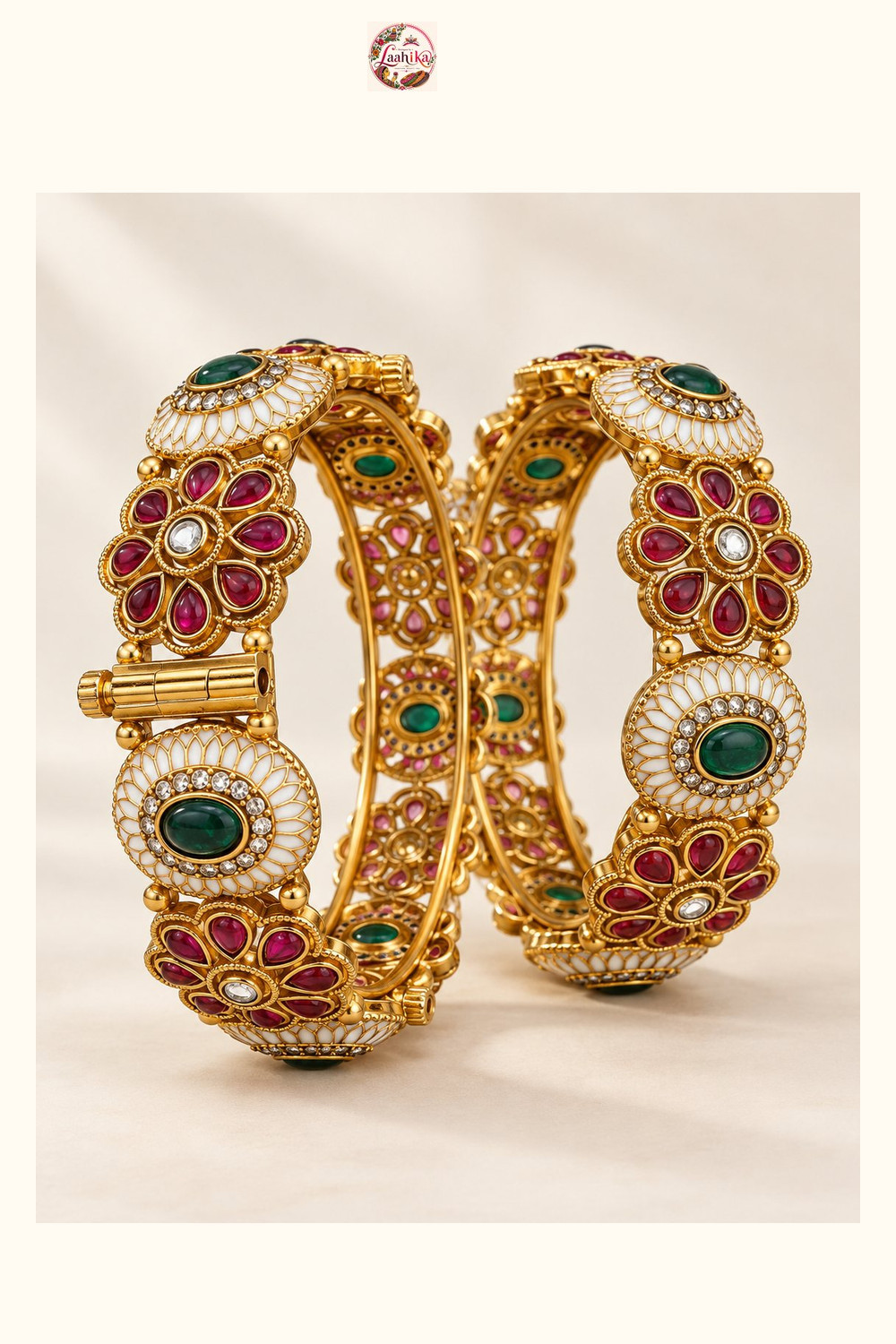 Gulnaar Meenakari Floral Kada | Bangles | Laahika
